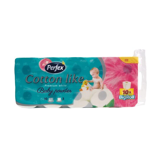 Hârtie igienică PERFEX Cotton Like, 3 straturi, Baby Powder, 10 role/set