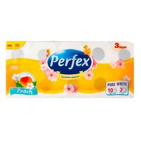 Hartie de toaletă PERFEX, 3 straturi, aroma de piersica, 10 role/setAX
