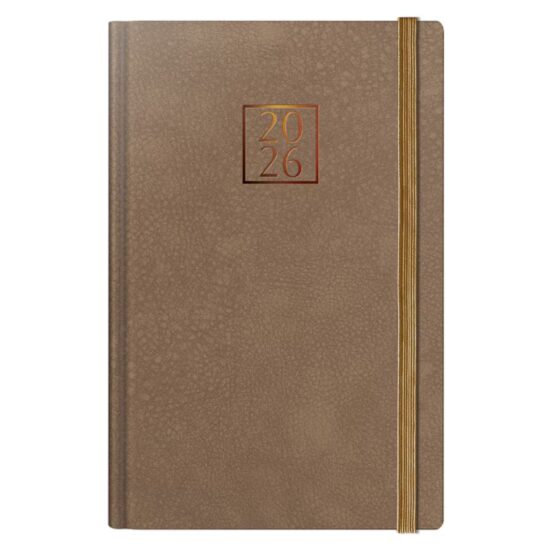 Agenda datata Herlitz, RO A5, 352 pagini, coperta din piele sintetica, Premium Deluxe Bolgheri, culoare maro, 2026