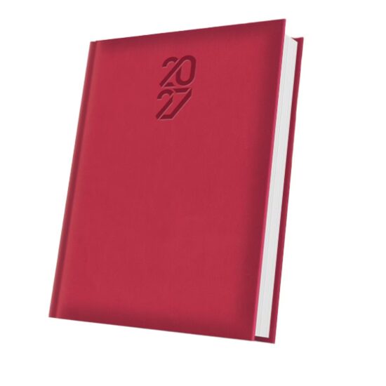 Agenda A5 Datata 2027 Tucson, 352 Pagini, Coperta Buretată, Roșu Coral – 400216602