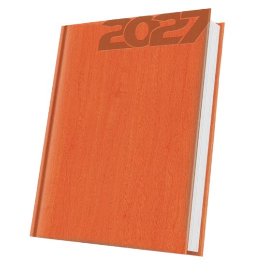 Agenda A5 Datata 2027 Premium Deluxe Vivione, 352 Pagini, Coperta Piele Sintetică, Mandarin, Folio Argintiu – 400216660