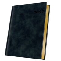 Agenda A5 Datata 2027 Premium Deluxe Chia, 352 Pagini, Coperta Piele Sintetică, Negru, Folio Auriu – 400216626