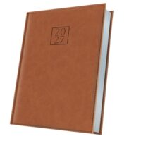 Agenda A5 Datata 2027 Premium Deluxe Chianti, 352 Pagini, Coperta Piele Sintetică, Cognac, Folio Argintiu – 400216644