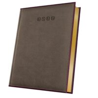 Agenda A5 Datata 2027 Premium Deluxe Alghero, 352 Pagini, Coperta Piele Sintetică, Maro/Roșu Burgundy, Folio Auriu – 400216641