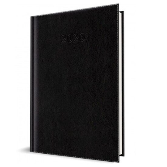 Agenda A5 Datata 2026 Corinaldo Deluxe, 352 Pagini, Coperta Piele Sintetică, Negru – 400216613