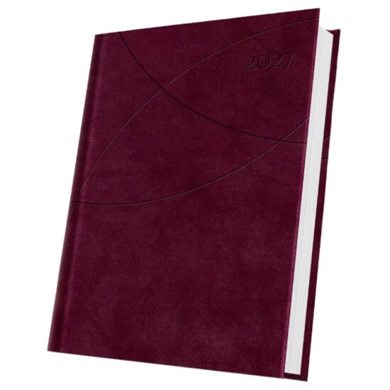 Agenda A5 Datata 2027 Premium Deluxe Favignana, 352 Pagini, Coperta Piele Sintetică, Roșu Burgundy, Folio Auriu – 400216654