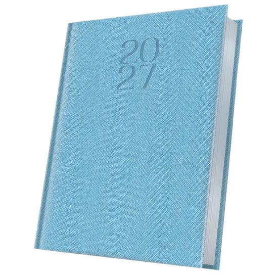 Agenda A5 Datata 2027 Premium Deluxe Bard, 352 Pagini, Coperta Piele Sintetică, Albastru Deschis, Folio Argintiu – 400216619