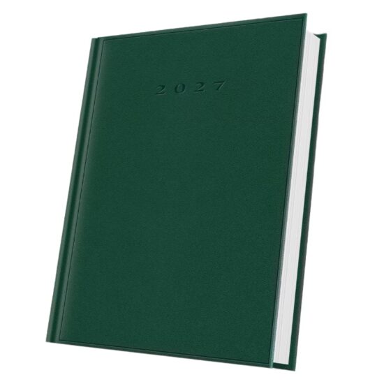 Agenda A5 Datata 2027, 352 Pagini, Coperta Buretată, Verde – 400216595