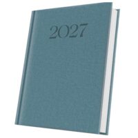 Agenda A5 Datata 2027 Premium Deluxe Biella, 352 Pagini, Coperta Piele Sintetică, Albastru Ardezie, Folio Argintiu – 400216663