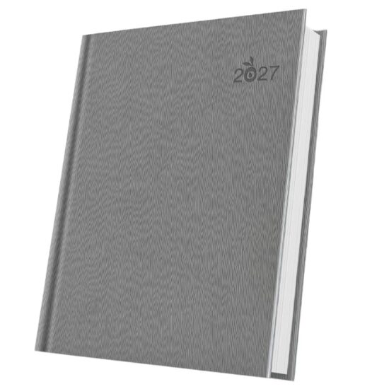 Agenda A5 Datata 2027 Premium Deluxe Gargano, 352 Pagini, Coperta Piele Sintetică, Gri – 400216657