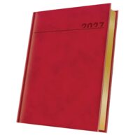 Agenda A5 Datata 2027 Premium Deluxe Chia, 352 Pagini, Coperta Piele Sintetică, Roșu, Folio Auriu – 400216627