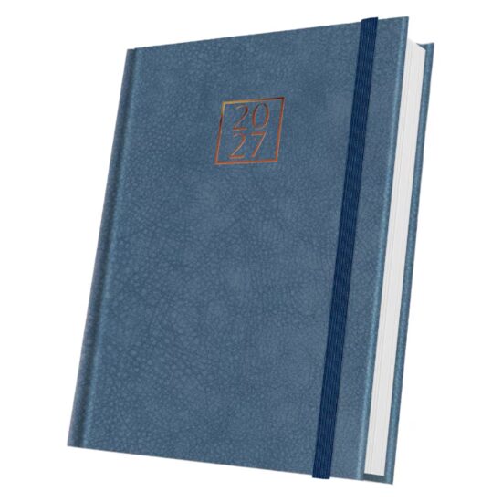 Agenda A5 Datata 2027 Premium Deluxe Bolgheri, 352 Pagini, Coperta Piele Sintetică, Albastru Denim – 400216647
