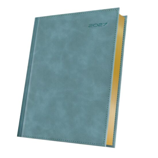 Agenda A5 Datata 2027 Premium Deluxe Chia Suple, 352 Pagini, Coperta Piele Sintetică, Acvamarin, Folio Auriu – 400216548