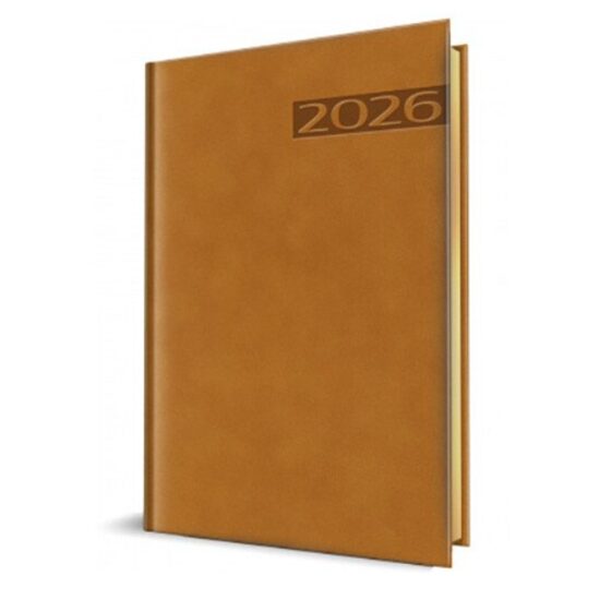 Agenda A5 Datata 2026 Premium Deluxe Teano, 352 Pagini, Coperta Piele Sintetică, Maro, Folio Auriu – 400216622