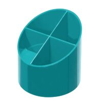 Suport plastic pentru instrumente de scris, rotund, 4 compartimente Tourquise 50015849