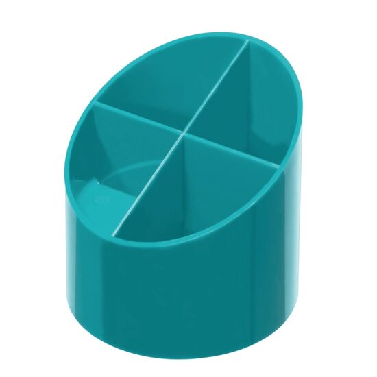 Suport plastic pentru instrumente de scris, rotund, 4 compartimente Tourquise 50015849