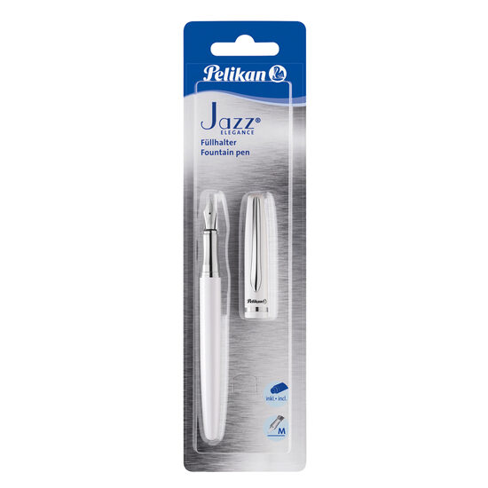 Stilou Metal Jazz Elegance alb, penita M, patron inclus