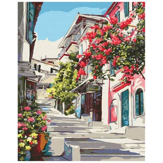 Pictura pe numere Greek village ATPBN7519 40 x 50 cm