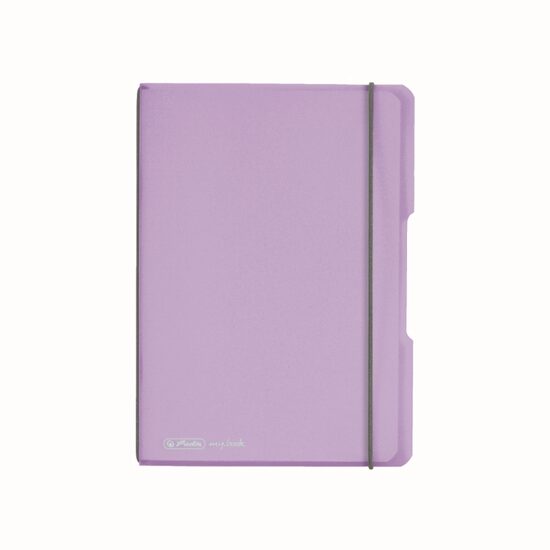 Caiet My.Book Flex A5 40F 80Gr patratele, coperta Mov Transparenta, Elastic Gri
