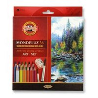 Creioane Aquarell MONDELUZ cu Pensula si Ascutioare n36 culori K3712-36