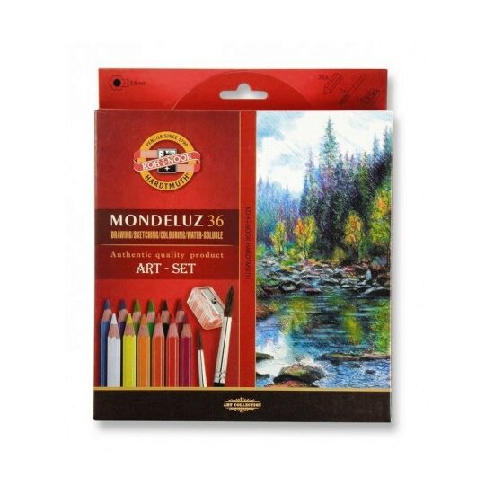 Creioane Aquarell MONDELUZ cu Pensula si Ascutioare n36 culori K3712-36