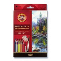 Creioane Aquarell MONDELUZ cu Pensula si Ascutioare 24 culori K3711-24