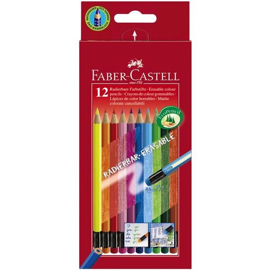 Creioane Colorate 12 Culori Cu Guma Eco Faber-Castell FC116612