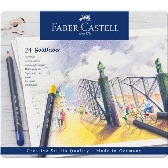 Creioane Colorate 24 Culori Goldfaber Cutie Metal Faber-Castell
