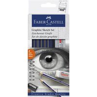 Set 6 Creioane Grafit Goldfaber cu Radiera si Ascutitoare Faber-Castell