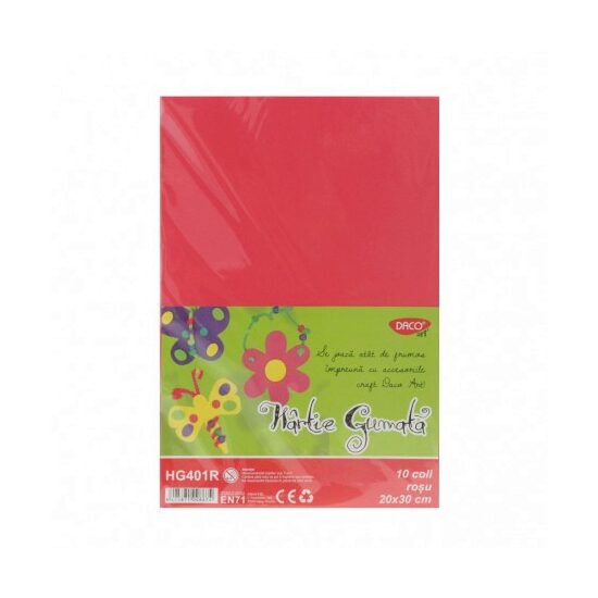 Hartie Gumata HG401R 20X30  cm 10 coli Rosu