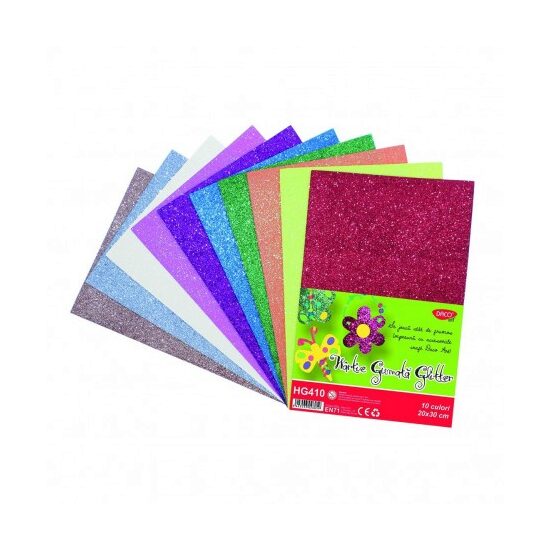 Hartie Gumata Glitter HG410  20X30 cm  10 Coli  10 Cul  